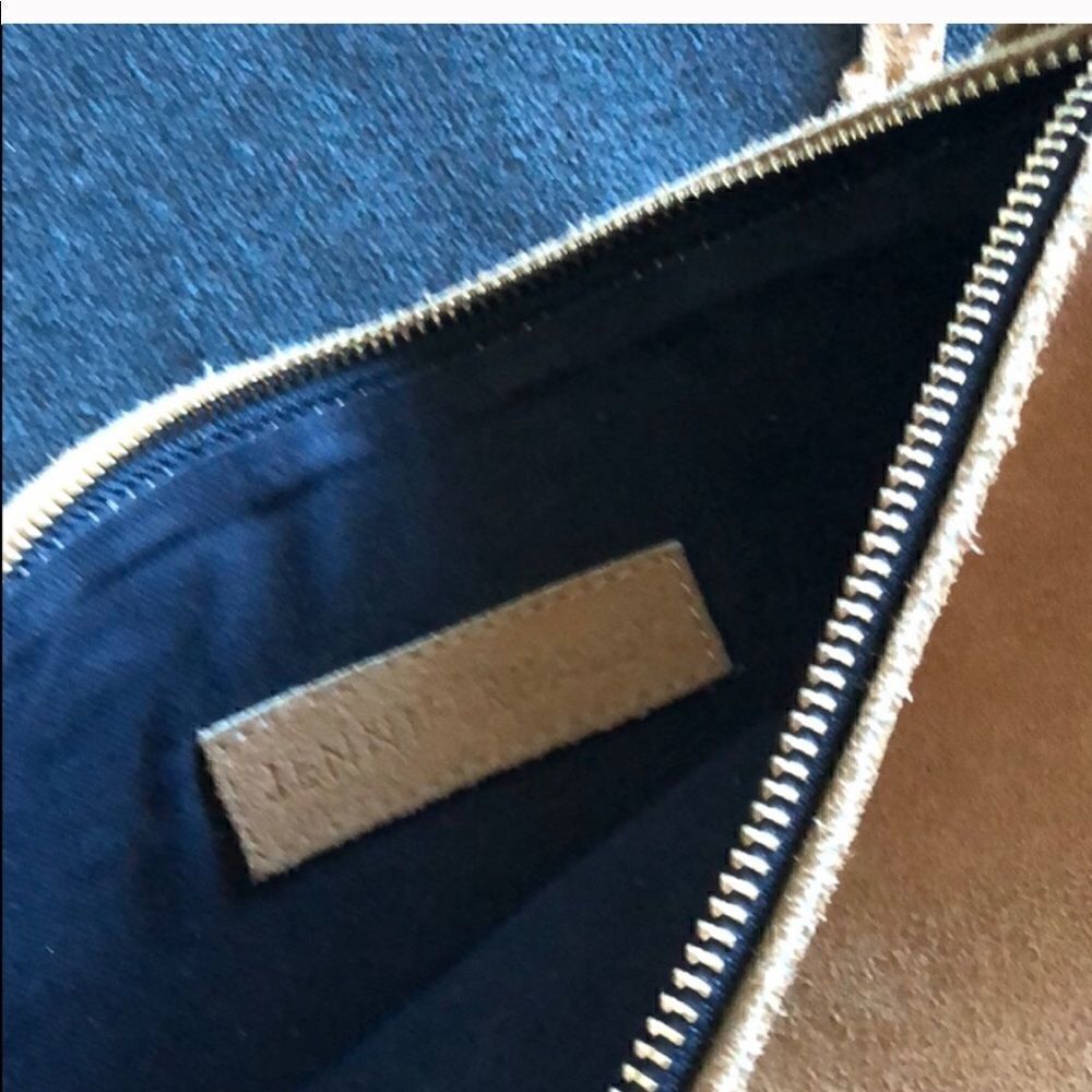 LIKE NEW Suede Clutch Large Red Tan Genuine Bag - Picture 4 of 7